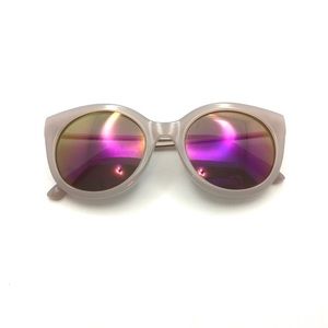 White Wayfarer Frame/Chrome Lens Sunglasses